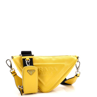 Prada Triangle Logo Zip Crossbody Bag Leather Small