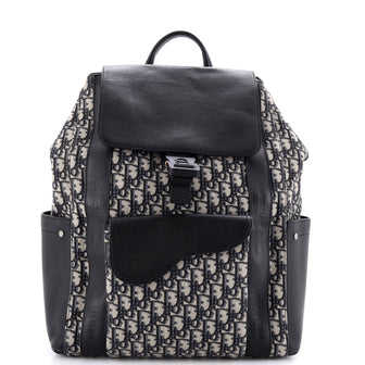 Christian Dior Saddle Pocket Backpack Oblique Canvas and Leather Large