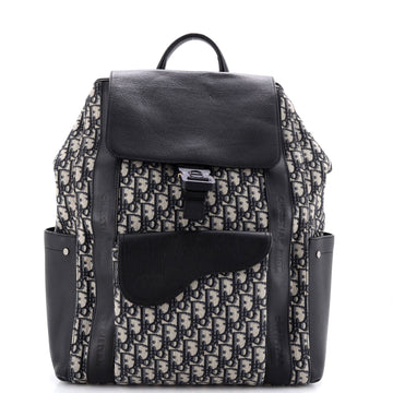 Christian Dior Saddle Pocket Backpack Oblique Canvas and Leather Large