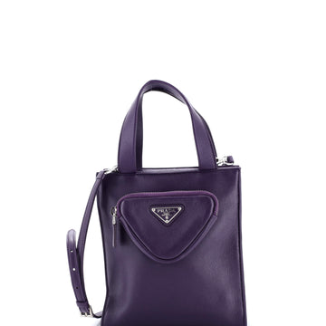 Prada Convertible Triangle Pocket Shopping Tote Nappa Leather Mini