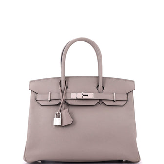 Hermes Birkin Handbag Grey Epsom with Palladium Hardware 30
