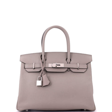 Hermes Birkin Handbag Grey Epsom with Palladium Hardware 30