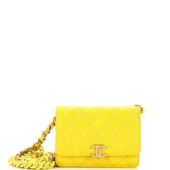 Chanel Lacquered Metal CC Wallet on Chain Quilted Lambskin Mini