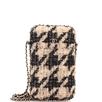 Chanel Chain Around Phone Holder Crossbody Bag Tweed and Ribbon