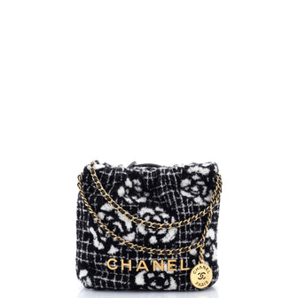 Chanel 22 Chain Hobo Quilted Camellia Cashmere Mini