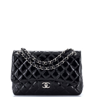 Chanel Classic Double Flap Bag Quilted Patent Jumbo