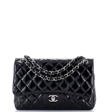 Chanel Classic Double Flap Bag Quilted Patent Jumbo