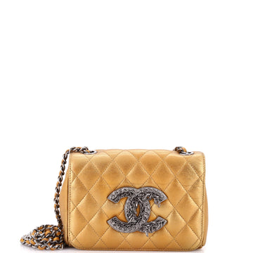 Chanel CC Chain Fringe Full Flap Bag Quilted Leather Mini