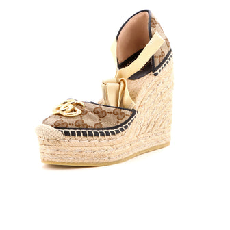 Gucci Women's GG Marmont Wedge Espadrilles Diagonal Quilted GG Canvas
