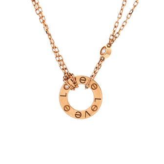 Cartier 2 Diamonds Love Pendant Necklace 18K Rose Gold and Diamonds
