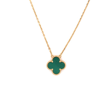 Van Cleef & Arpels Vintage Alhambra Pendant Necklace 18K Yellow Gold and Malachite