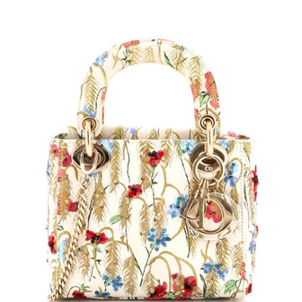 Christian Dior Lady Dior Chain Bag Embroidered Printed Calfskin Mini