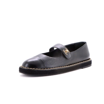 Chanel Women's Chain Around CC Turnlock Mary Jane Flats Leather