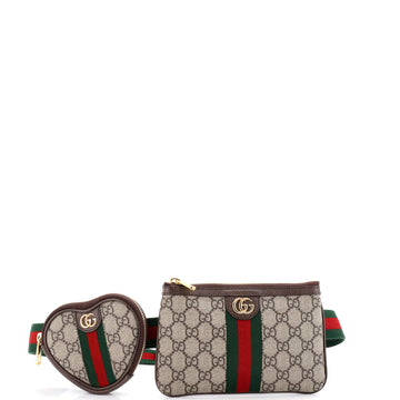 Gucci Ophidia Heart Utility Double Belt Bag GG Coated Canvas
