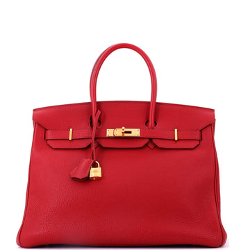 Hermes Birkin Handbag Red Togo with Gold Hardware 35