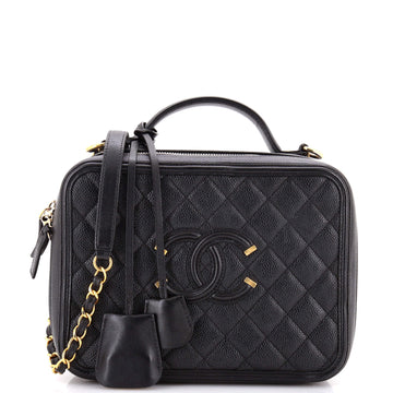 Chanel Filigree Vanity Case Quilted Caviar Medium