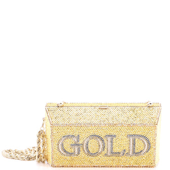 Judith Leiber Gold Bar Minaudiere Crystal