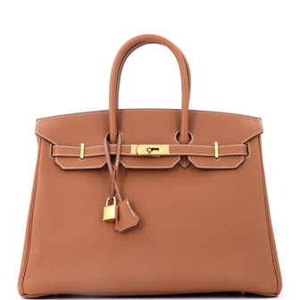 Hermes Birkin Handbag Brown Togo with Gold Hardware 35