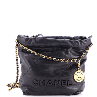 Chanel 22 Chain Hobo Quilted Caviar Mini