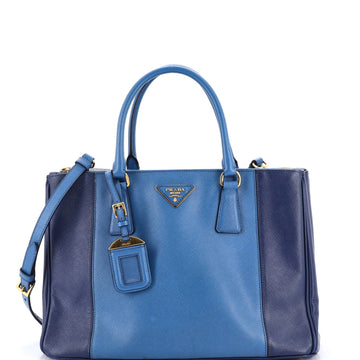 Prada Bicolor Double Zip Lux Tote Saffiano Leather Medium