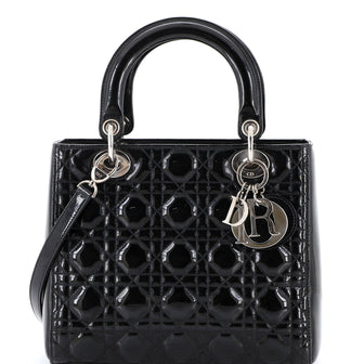 Christian Dior Lady Dior Bag Cannage Quilt Patent Medium