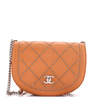 Chanel Coco Eyelets Round Flap Bag Quilted Calfskin Small