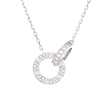 Cartier Love Interlocking Pave Necklace 18K White Gold and Diamonds