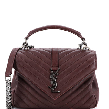 Saint Laurent Classic Monogram College Bag Matelasse Chevron Leather Medium