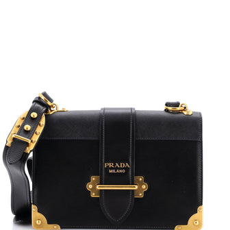 Prada Cahier Crossbody Bag Leather and Saffiano Leather Large