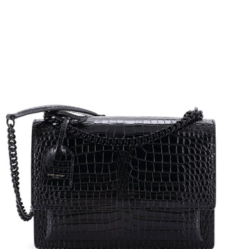 Saint Laurent Sunset Crossbody Bag Crocodile Embossed Leather Medium