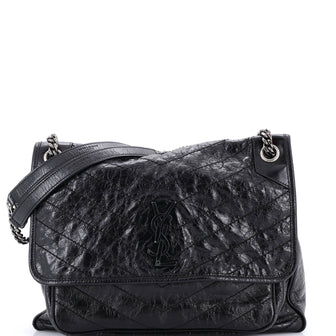 Saint Laurent Niki Chain Flap Bag Matelasse Chevron Leather Medium