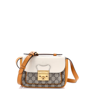 Gucci Padlock Front Pocket Flap Shoulder Bag GG Coated Canvas and Leather Mini