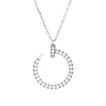 Cartier Juste un Clou Pendant Necklace 18K White Gold and Pave Diamonds