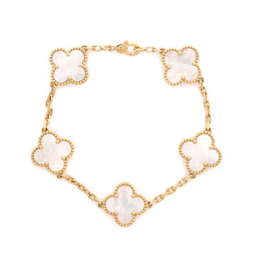 Van Cleef & Arpels Vintage Alhambra 5 Motifs Bracelet 18K Yellow Gold and Mother of Pearl