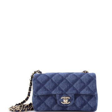Chanel Classic Single Flap Bag 3D Quilt Printed Denim Mini