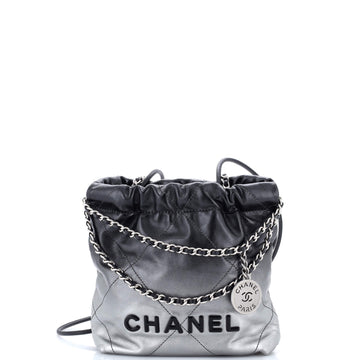Chanel 22 Chain Hobo Quilted Metallic Degrade Calfskin Mini