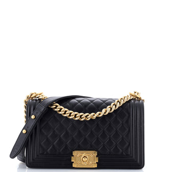Chanel Boy Flap Bag Quilted Lambskin Old Medium