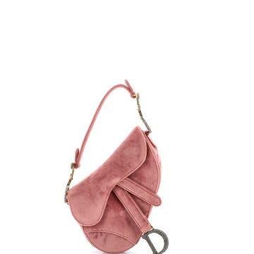 Christian Dior Saddle Handbag Velvet with Crystals Mini