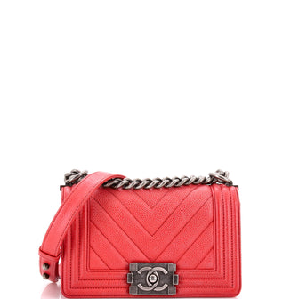 Chanel Boy Flap Bag Chevron Caviar Small