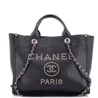 Chanel Deauville Tote Studded Caviar Small