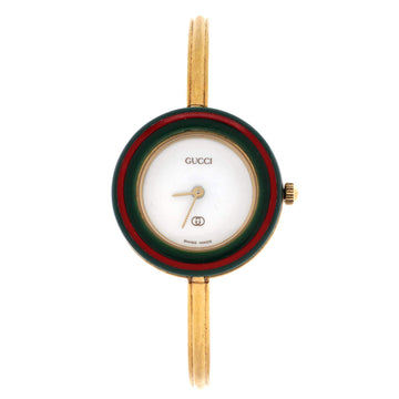 Gucci 1100 Interchangeable Bezel Bangle Quartz Watch Plated Metal with Plastic 26