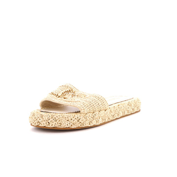 Chanel Women's CC Slide Mules Woven Raffia