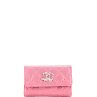 Chanel CC Stars Flap Card Case Quilted Lambskin