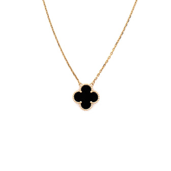 Van Cleef & Arpels Vintage Alhambra Pendant Necklace 18K Yellow Gold and Onyx