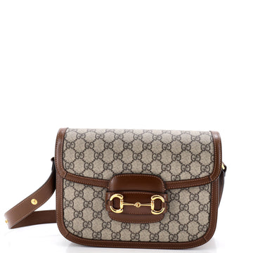 Gucci Horsebit 1955 Shoulder Bag GG Coated Canvas with Leather Small