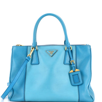 Prada Bicolor Double Zip Lux Tote Saffiano Leather Medium