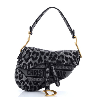 Christian Dior Saddle Handbag Mizza Embroidered Canvas Medium