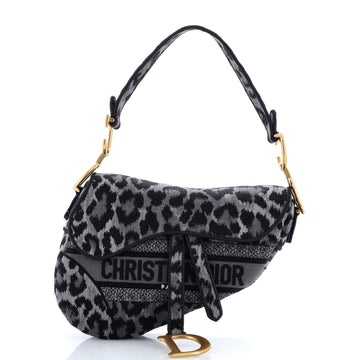 Christian Dior Saddle Handbag Mizza Embroidered Canvas Medium