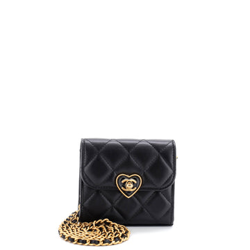 Chanel Coco Love CC Heart Clutch with Chain Quilted Lambskin Mini