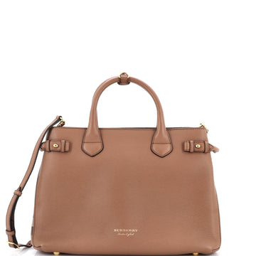 Burberry Banner Tote Leather and House Check Canvas Medium